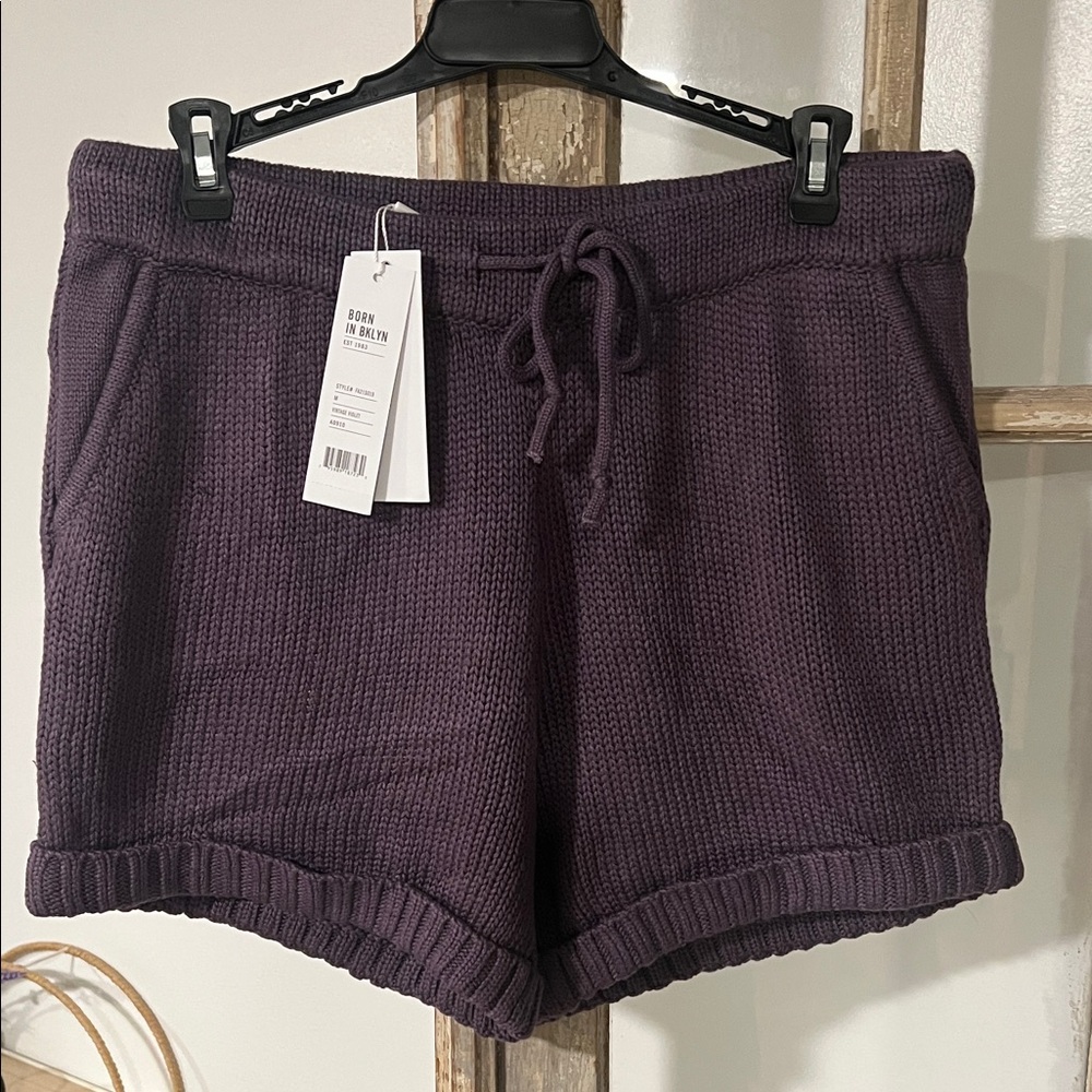 525 America High Waist Knit Shorts in Deep Purple